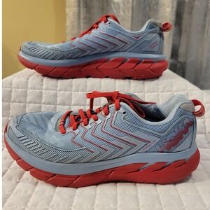Hoka Clifton 4 Women's 7.5 Running Shoes Red Gray Athletic Casual Outdoor‎ Comfy